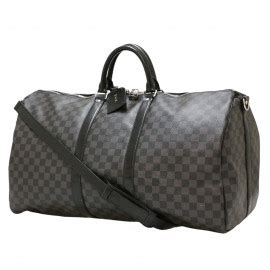 Sac Keepall Bandoulière 50 Toile Damier Graphite 